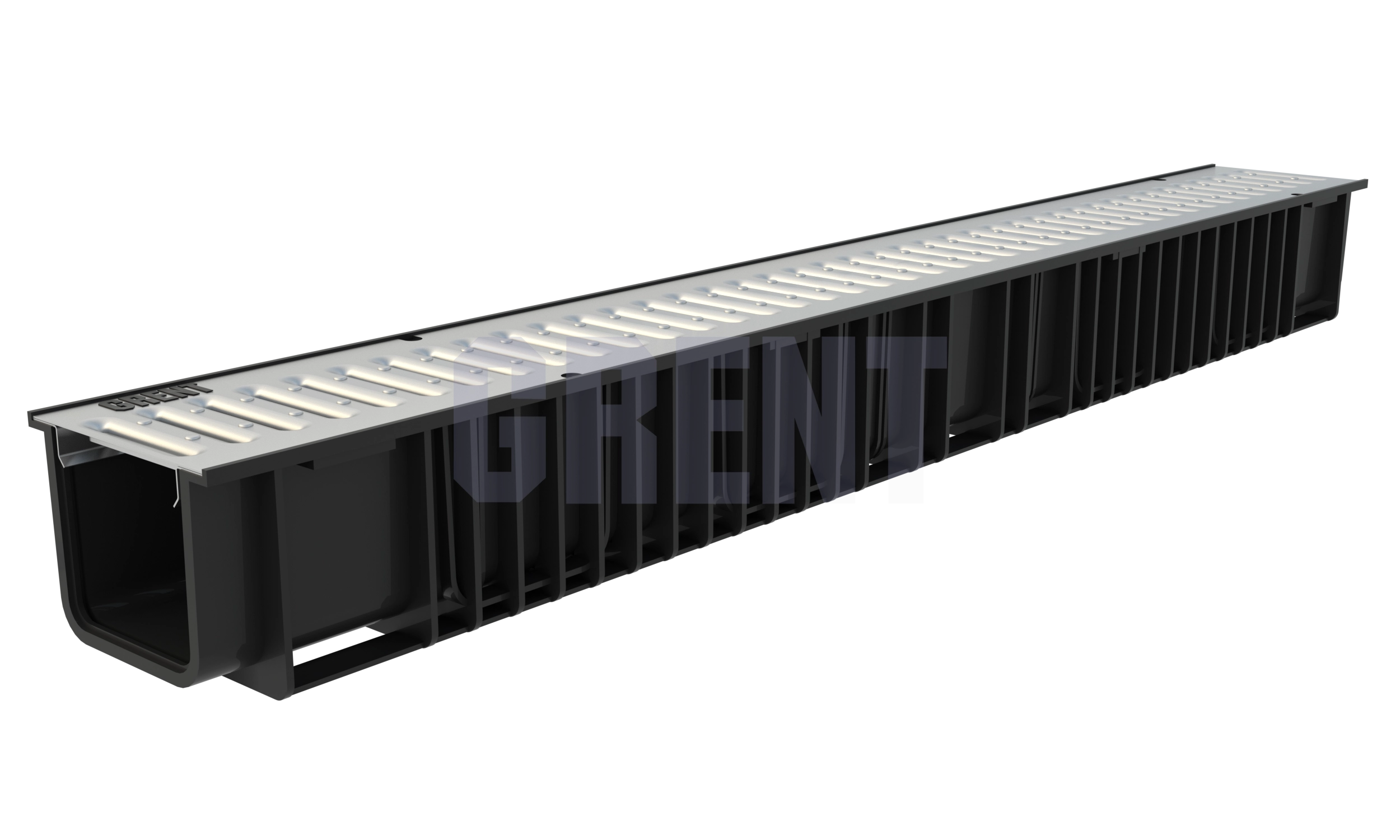 Лоток пластиковый GRENT PlasT EcoZ DN100 H100 с решеткой стальной оцинкованной